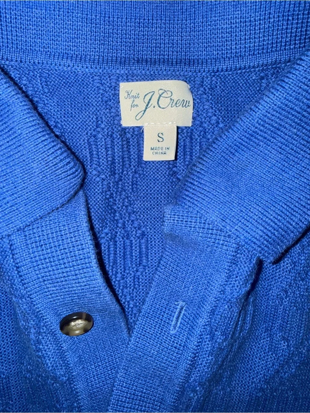 J. Crew Men's Royal Blue Short-Sleeve Button-Down Knit Shirt